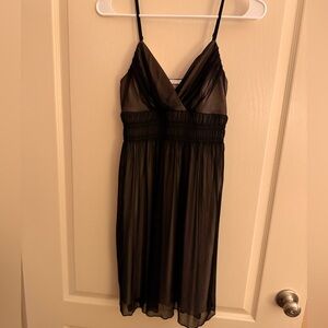 Charlotte Russe Black Slip Dress with V-Neck and Empire Waist